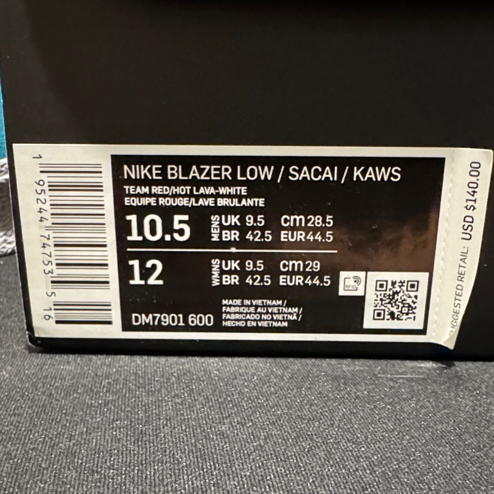 KAWS × sacai × Nike Blazer Low in “Team Red” - Picture 10 of 11